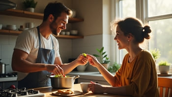 Eine Frau und ein Mann kochen gemeinsam