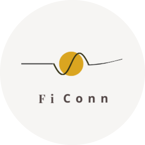 Logo von FiConn - eine Welle, die über einem goldenen Kreis verläuft